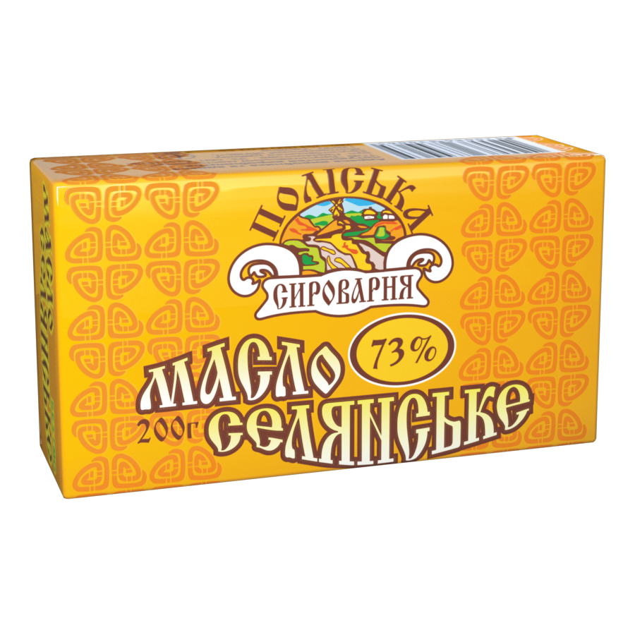 Масло ТМ Поліська Сироварня. Масло солодковершкове селянське , 73% , 200г.